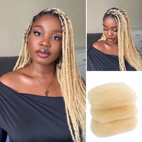 #613 Blonde Color Afro kinky Bulk Human Hair Extensions for Braiding & Twists #613 Blonde Color Afro kinky Bulk Human Hair Extensions for Braiding & Twists