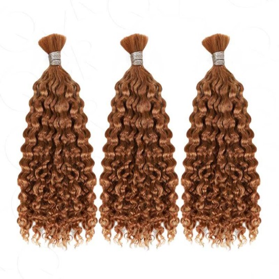 Auburn Brown #30 Water Wave Bulk Hair Extensions for Boho Knotless Braiding Auburn Brown #30 Water Wave Bulk Hair Extensions for Boho Knotless Braiding