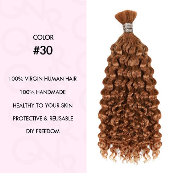 Auburn Brown #30 Water Wave Bulk Hair Extensions for Boho Knotless Braiding Auburn Brown #30 Water Wave Bulk Hair Extensions for Boho Knotless Braiding