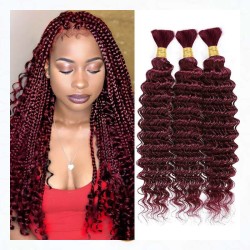 Burgundy Deep Wave Bulk Hair Extensions for Boho Knotless Braiding Burgundy Deep Wave Bulk Hair Extensions for Boho Knotless Braiding