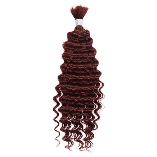 Burgundy Deep Wave Bulk Hair Extensions for Boho Knotless Braiding Burgundy Deep Wave Bulk Hair Extensions for Boho Knotless Braiding