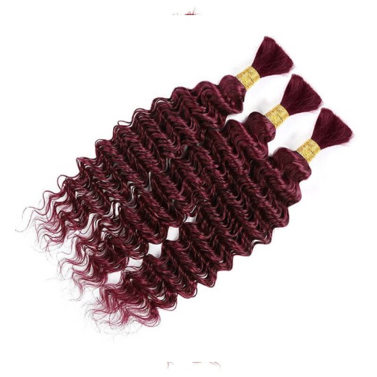 Burgundy Deep Wave Bulk Hair Extensions for Boho Knotless Braiding Burgundy Deep Wave Bulk Hair Extensions for Boho Knotless Braiding