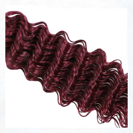 Burgundy Deep Wave Bulk Hair Extensions for Boho Knotless Braiding Burgundy Deep Wave Bulk Hair Extensions for Boho Knotless Braiding