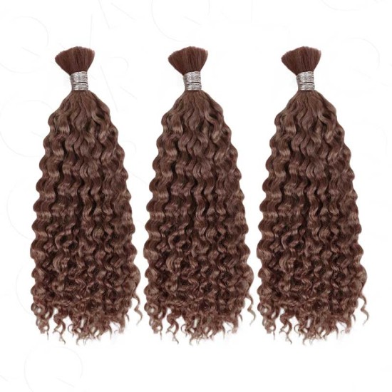 Dark Brown #4 Water Wave Bulk Hair Extensions for Boho Knotless Braiding Dark Brown #4 Water Wave Bulk Hair Extensions for Boho Knotless Braiding