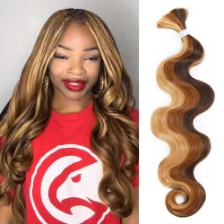 Brown Highlight #P4/30/27 Body Wave Boho Knotless Braids Human Bulk Braiding Hair Extensions Brown Highlight #P4/30/27 Body Wave Boho Knotless Braids Human Bulk Braiding Hair Extensions