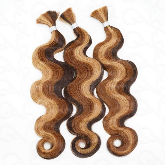 Brown Highlight #P4/30/27 Body Wave Boho Knotless Braids Human Bulk Braiding Hair Extensions Brown Highlight #P4/30/27 Body Wave Boho Knotless Braids Human Bulk Braiding Hair Extensions