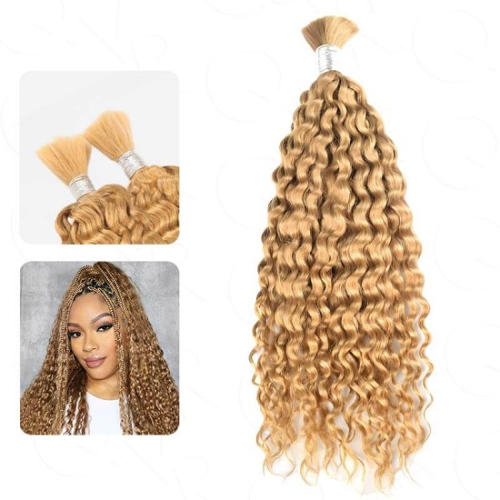 Honey Blonde #27 Water Wave Bulk Hair Extensions for Boho Knotless Braiding Honey Blonde #27 Water Wave Bulk Hair Extensions for Boho Knotless Braiding