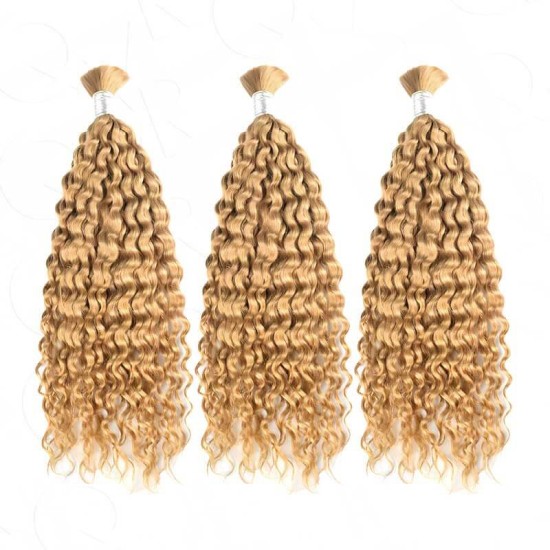 Honey Blonde #27 Water Wave Bulk Hair Extensions for Boho Knotless Braiding Honey Blonde #27 Water Wave Bulk Hair Extensions for Boho Knotless Braiding