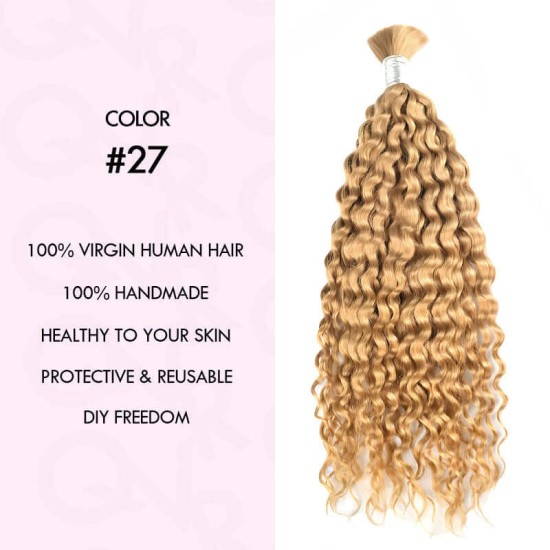 Honey Blonde #27 Water Wave Bulk Hair Extensions for Boho Knotless Braiding Honey Blonde #27 Water Wave Bulk Hair Extensions for Boho Knotless Braiding