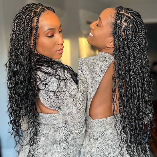 Natural Black #1B Water Wave Bulk Hair Extensions for Boho Knotless Braiding Natural Black #1B Water Wave Bulk Hair Extensions for Boho Knotless Braiding