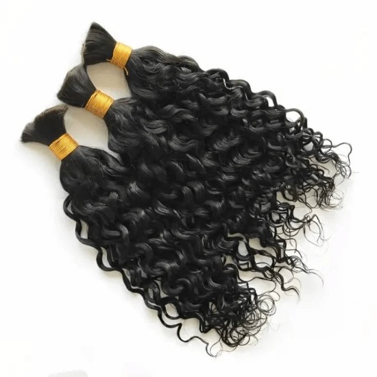 Natural Black #1B Water Wave Bulk Hair Extensions for Boho Knotless Braiding Natural Black #1B Water Wave Bulk Hair Extensions for Boho Knotless Braiding