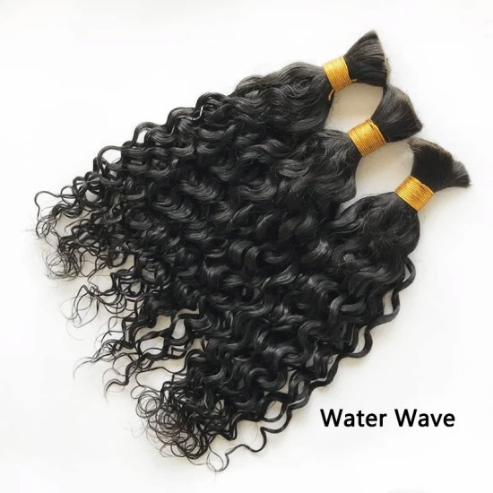 Natural Black #1B Water Wave Bulk Hair Extensions for Boho Knotless Braiding Natural Black #1B Water Wave Bulk Hair Extensions for Boho Knotless Braiding