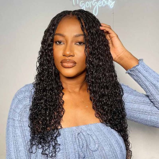 Natural Black #1B Water Wave Bulk Hair Extensions for Boho Knotless Braiding Natural Black #1B Water Wave Bulk Hair Extensions for Boho Knotless Braiding