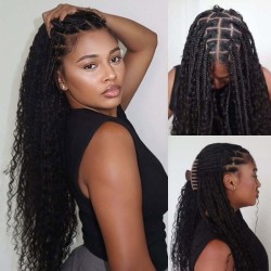 Natural Black #1B Water Wave Bulk Hair Extensions for Boho Knotless Braiding Natural Black #1B Water Wave Bulk Hair Extensions for Boho Knotless Braiding