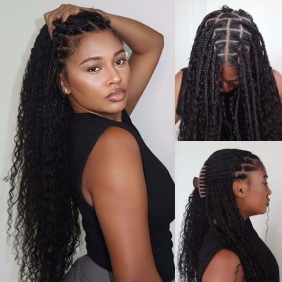 Natural Black #1B Water Wave Bulk Hair Extensions for Boho Knotless Braiding Natural Black #1B Water Wave Bulk Hair Extensions for Boho Knotless Braiding