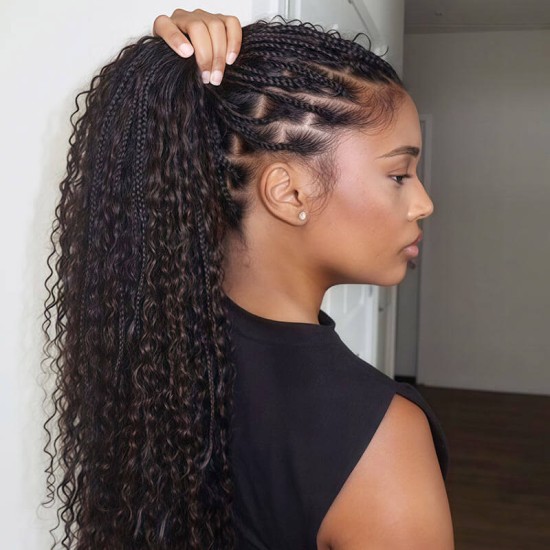 Natural Black #1B Water Wave Bulk Hair Extensions for Boho Knotless Braiding Natural Black #1B Water Wave Bulk Hair Extensions for Boho Knotless Braiding