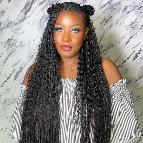 Natural Black #1B Water Wave Bulk Hair Extensions for Boho Knotless Braiding Natural Black #1B Water Wave Bulk Hair Extensions for Boho Knotless Braiding