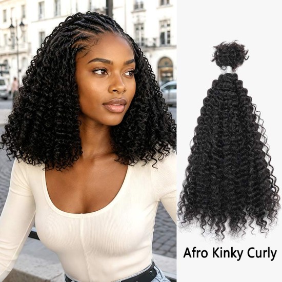 Natural Black #1B Afro Kinky Curly Human Bulk Hair Extensions for Boho Knotless Braiding Natural Black #1B Afro Kinky Curly Human Bulk Hair Extensions for Boho Knotless Braiding