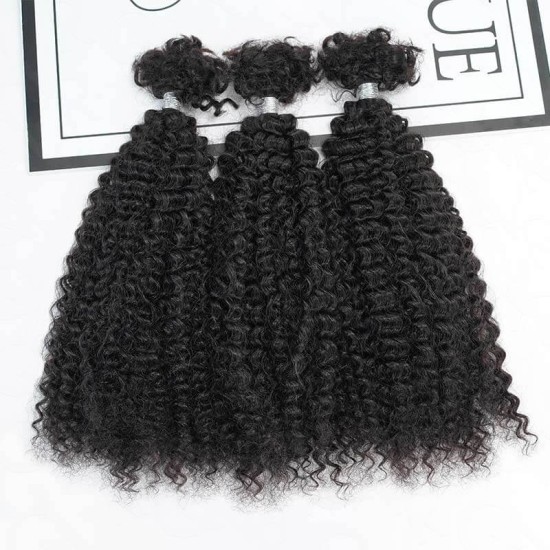 Natural Black #1B Afro Kinky Curly Human Bulk Hair Extensions for Boho Knotless Braiding Natural Black #1B Afro Kinky Curly Human Bulk Hair Extensions for Boho Knotless Braiding