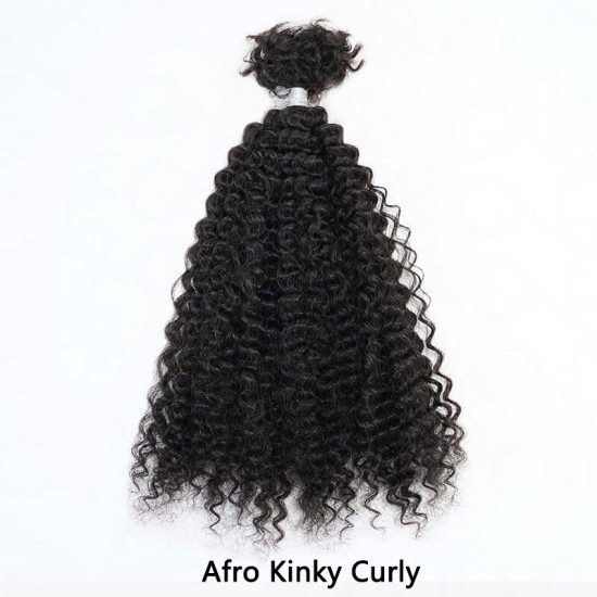 Natural Black #1B Afro Kinky Curly Human Bulk Hair Extensions for Boho Knotless Braiding Natural Black #1B Afro Kinky Curly Human Bulk Hair Extensions for Boho Knotless Braiding