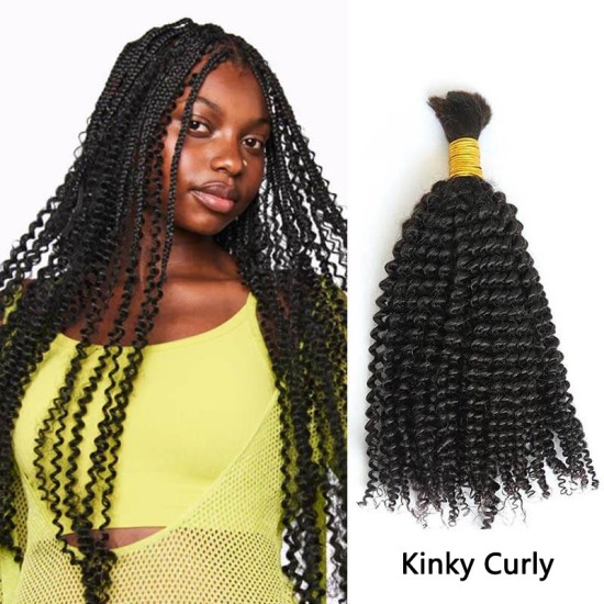 Natural Black #1B Afro Kinky Curly Human Bulk Hair Extensions for Boho Knotless Braiding Natural Black #1B Afro Kinky Curly Human Bulk Hair Extensions for Boho Knotless Braiding