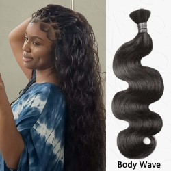 Natural Black #1B Body Wave Bulk Hair Extensions for Boho Knotless Braiding Natural Black #1B Body Wave Bulk Hair Extensions for Boho Knotless Braiding