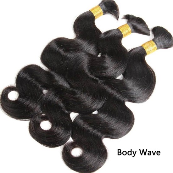Natural Black #1B Body Wave Bulk Hair Extensions for Boho Knotless Braiding Natural Black #1B Body Wave Bulk Hair Extensions for Boho Knotless Braiding