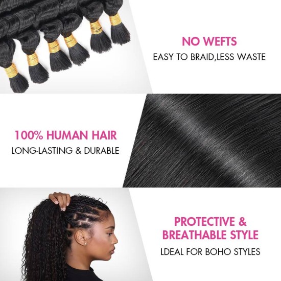 Burmese Curly Boho Knotless Braids Human Bulk Hair Natural Black Human Braiding Hair Extensions Burmese Curly Boho Knotless Braids Human Bulk Hair Natural Black Human Braiding Hair Extensions