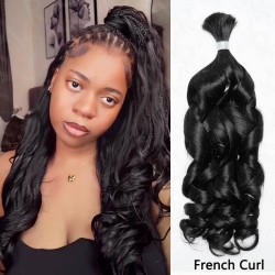 Natural Black #1B French Curl Human Bulk Hair Extensions for Boho Knotless Braiding Natural Black #1B French Curl Human Bulk Hair Extensions for Boho Knotless Braiding