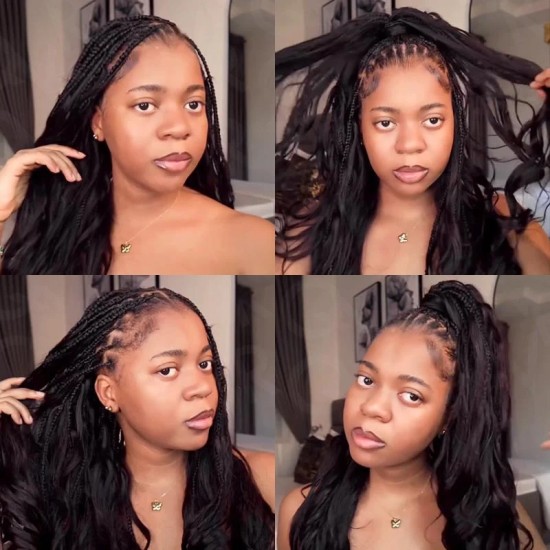 Natural Black #1B French Curl Human Bulk Hair Extensions for Boho Knotless Braiding Natural Black #1B French Curl Human Bulk Hair Extensions for Boho Knotless Braiding