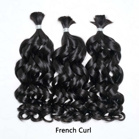 Natural Black #1B French Curl Human Bulk Hair Extensions for Boho Knotless Braiding Natural Black #1B French Curl Human Bulk Hair Extensions for Boho Knotless Braiding
