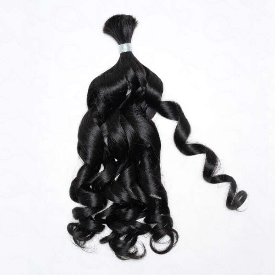 Natural Black #1B French Curl Human Bulk Hair Extensions for Boho Knotless Braiding Natural Black #1B French Curl Human Bulk Hair Extensions for Boho Knotless Braiding