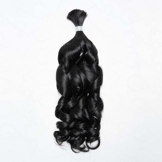 Natural Black #1B French Curl Human Bulk Hair Extensions for Boho Knotless Braiding Natural Black #1B French Curl Human Bulk Hair Extensions for Boho Knotless Braiding