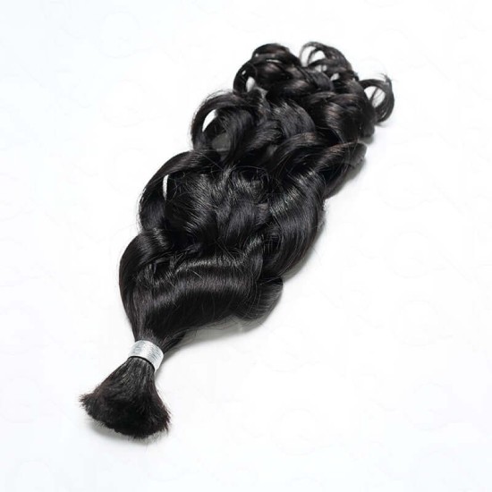 Natural Black #1B French Curl Human Bulk Hair Extensions for Boho Knotless Braiding Natural Black #1B French Curl Human Bulk Hair Extensions for Boho Knotless Braiding