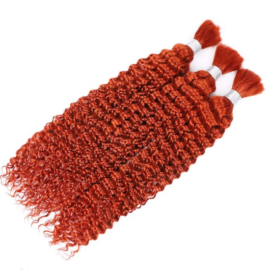 Orange Kinky Curly Bulk Hair Extensions for Boho Knotless Braiding Orange Kinky Curly Bulk Hair Extensions for Boho Knotless Braiding