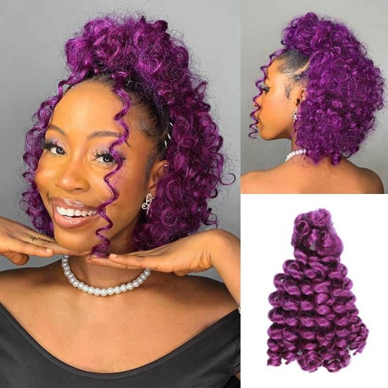Purple Bouncy Curl Bulk Hair Extensions For Crochet Braids Human Hair Purple Bouncy Curl Bulk Hair Extensions For Crochet Braids Human Hair