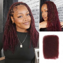 Affordable Afro Kinky Bulk Human Hair Extension 99J Burgundy Color For Braiding DreadLock