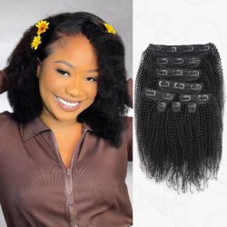 Invisible 9PCS Weft Clip In Hair Extensions 5PCS Volumizer Afro Kinky Curly PU Clip In Human Hair Invisible 9PCS Weft Clip In Hair Extensions 5PCS Volumizer Afro Kinky Curly PU Clip In Human Hair
