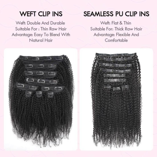 Invisible 9PCS Weft Clip In Hair Extensions 5PCS Volumizer Afro Kinky Curly PU Clip In Human Hair Invisible 9PCS Weft Clip In Hair Extensions 5PCS Volumizer Afro Kinky Curly PU Clip In Human Hair