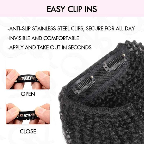 Invisible 9PCS Weft Clip In Hair Extensions 5PCS Volumizer Afro Kinky Curly PU Clip In Human Hair Invisible 9PCS Weft Clip In Hair Extensions 5PCS Volumizer Afro Kinky Curly PU Clip In Human Hair