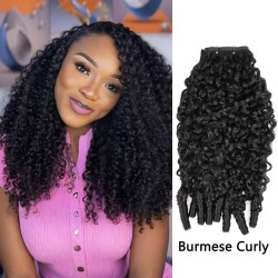 Burmese Curly PU Clip In Hair Extensions 9PCS 5PCS Volumizer Human Hair Burmese Curly PU Clip In Hair Extensions 9PCS 5PCS Volumizer Human Hair