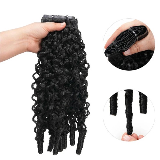Burmese Curly PU Clip In Hair Extensions 9PCS 5PCS Volumizer Human Hair Burmese Curly PU Clip In Hair Extensions 9PCS 5PCS Volumizer Human Hair