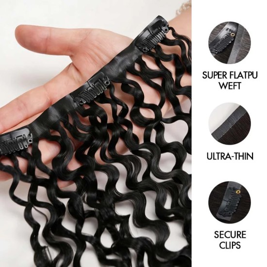 Burmese Curly PU Clip In Hair Extensions 9PCS 5PCS Volumizer Human Hair Burmese Curly PU Clip In Hair Extensions 9PCS 5PCS Volumizer Human Hair