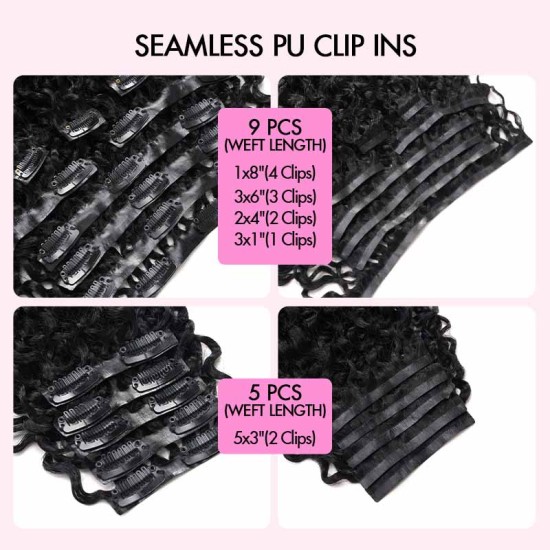 Burmese Curly PU Clip In Hair Extensions 9PCS 5PCS Volumizer Human Hair Burmese Curly PU Clip In Hair Extensions 9PCS 5PCS Volumizer Human Hair