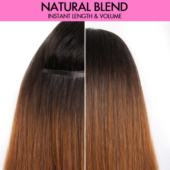 Ombre #T2/30 Mixed Subtle Ombre Brown PU Clip In Hair Extensions Straight Seamless Clip In Human Hair Ombre #T2/30 Mixed Subtle Ombre Brown PU Clip In Hair Extensions Straight Seamless Clip In Human Hair