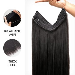 Halo Hair Extensions Human Hair Straight One Piece Clip in with Invisible Wire & V Part Breathable Weft Halo Hair Extensions Human Hair Straight One Piece Clip in with Invisible Wire & V Part Breathable Weft