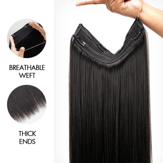 Halo Hair Extensions Human Hair Straight One Piece Clip in with Invisible Wire & V Part Breathable Weft Halo Hair Extensions Human Hair Straight One Piece Clip in with Invisible Wire & V Part Breathable Weft