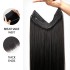 Halo Hair Extensions Human Hair Straight One Piece Clip in with Invisible Wire & V Part Breathable Weft