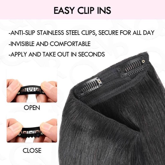 Invisible 9PCS Weft Clip In Hair Extensions 5PCS Volumizer Natural Straight PU Clip In Human Hair Invisible 9PCS Weft Clip In Hair Extensions 5PCS Volumizer Natural Straight PU Clip In Human Hair