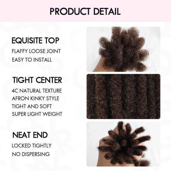Handmade Dreadlocks Dark Brown #4 Thickness 0.6cm Human Hair Loc Extensions Handmade Dreadlocks Dark Brown #4 Thickness 0.6cm Human Hair Loc Extensions